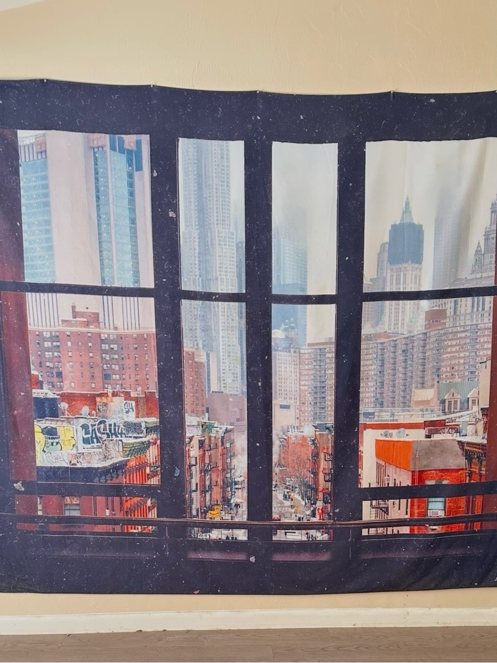 New York City Window Tapestry Large
88"x 104" Cityscape Window Wall Tapestry